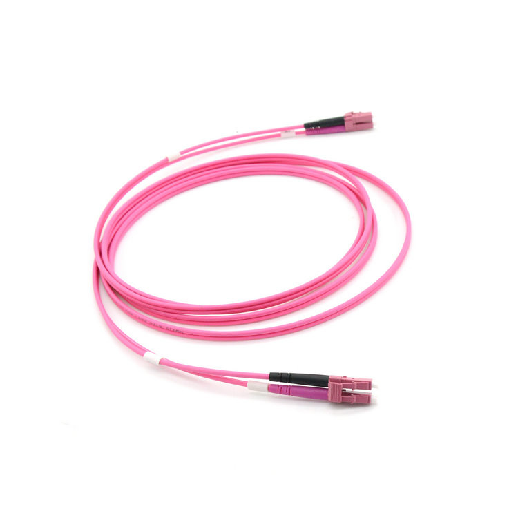 High Density Fiber Optical Patch Cord Duplex LC To LC OM4 Multimode 50/125um Violet