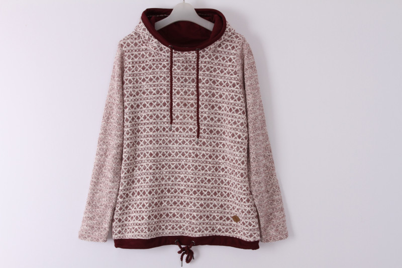 Burgundy Terry Cloth Sweatshirt Womens 53% Cotton 47% Polyester