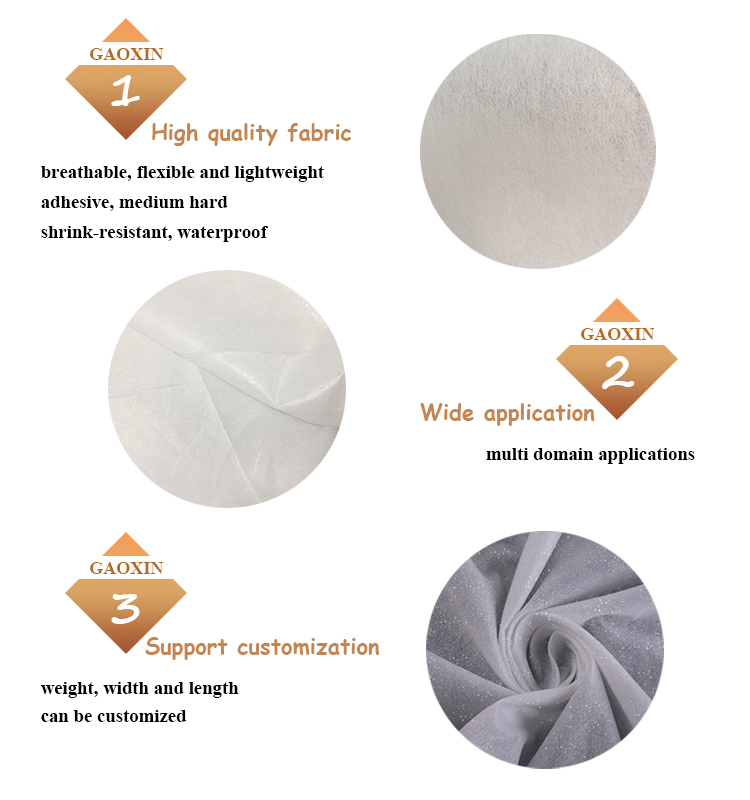 Best Gaoxin 16-100gsm Color White Recyclable Polyester Non Woven Interlining for Felt