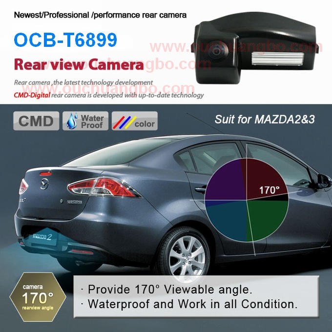Ouchuangbo HD Color Night Version 170'' Wide view Angle for Mazda 2 /3 OCB-T6899
