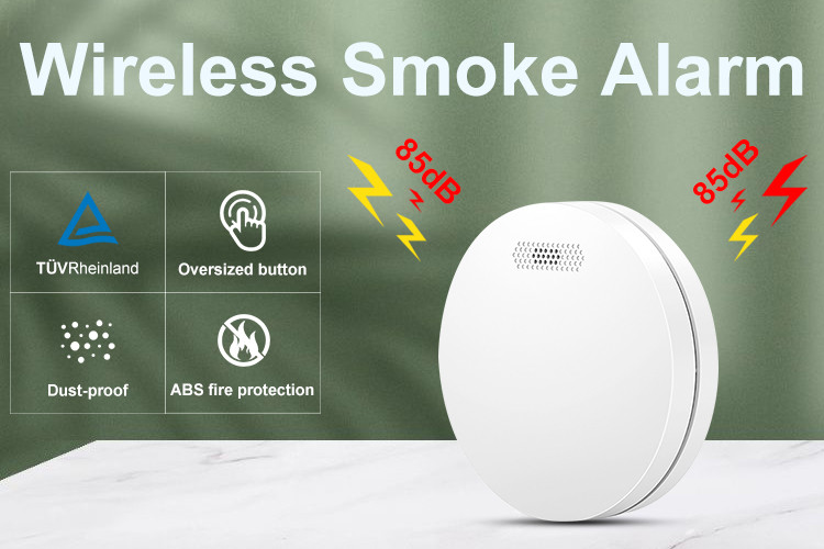 Wireless Interconnected Smoke Alarm Detector Replaceable Battery Photoelectric Fire Alarm