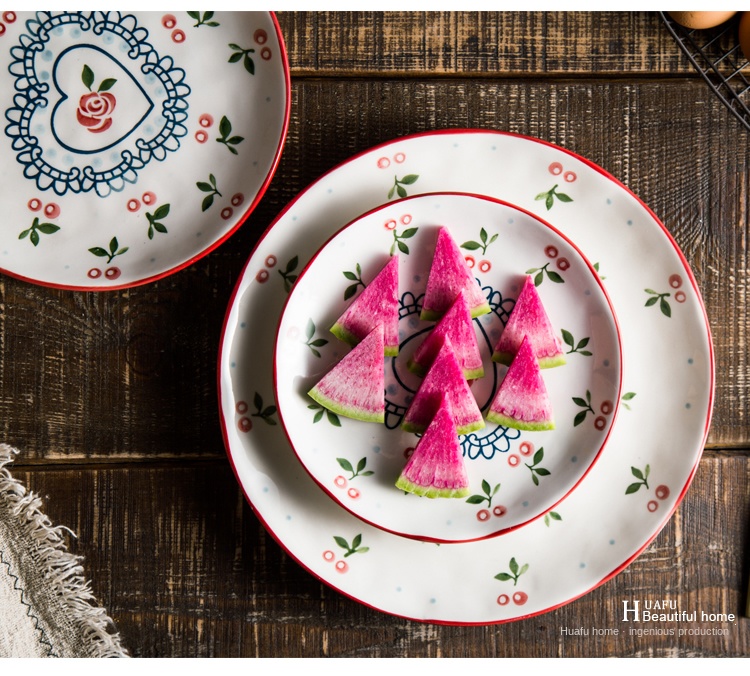 Nordic Style Porcelain Tableware Set , Hand Painted Ceramic Plates And Bowls For Hotel