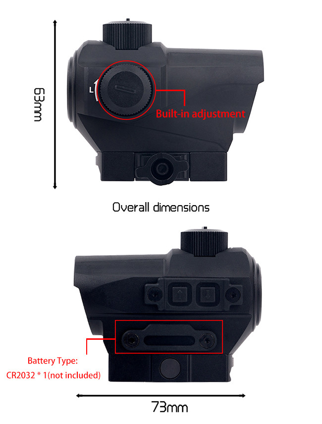 1x Magnification D10 Outdoor Red Dot Scope / Single Red Dot Hunting Scopes