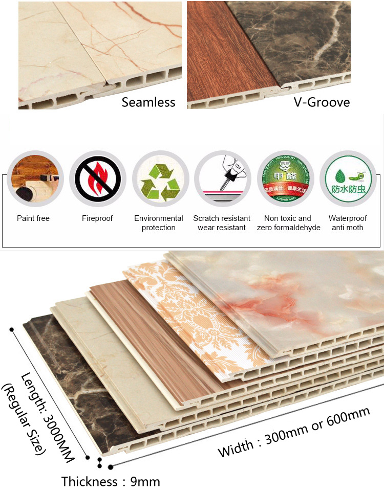 Contemporary Wood Effect PVC Panels Interior Wood Finish PVC Panels