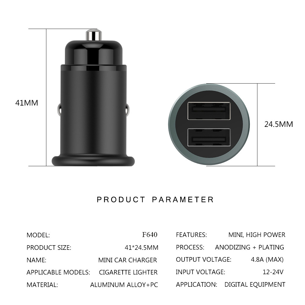 4.8A Dual USB CAR CHARGER Universal Compatible HOCO USB CAR CHARGER for all electronics