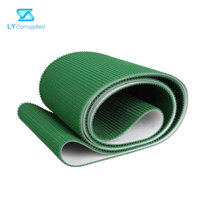 Corrugated Cardboard Green PVC Inclining Conveyor Belt For Auto Basket Stacker