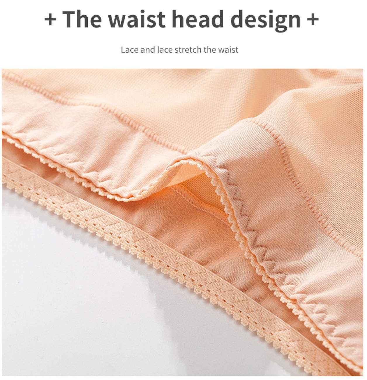 Womens High Waisted Underwear Plus Size Thongs Seamless Sexy Hollow Out Transparent Cotton Crotch