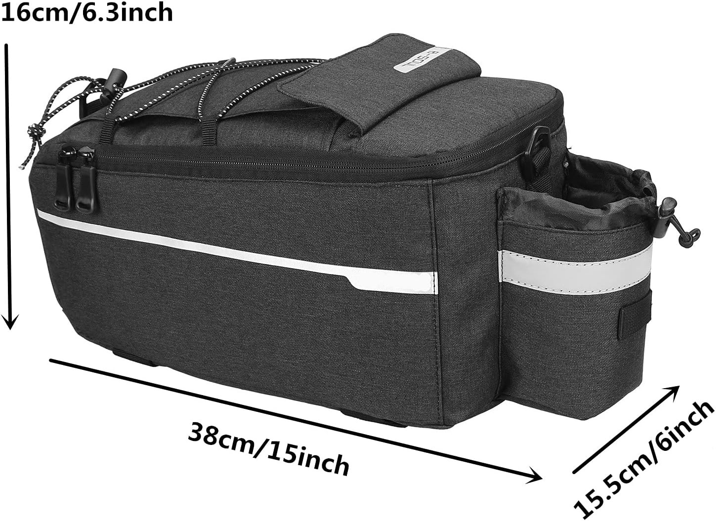 Bike Rear Rack Bag 10L Insulated Bike Trunk Cooler Reflective Bicycle Rear Seat Cargo Bag Water Resistant Bike