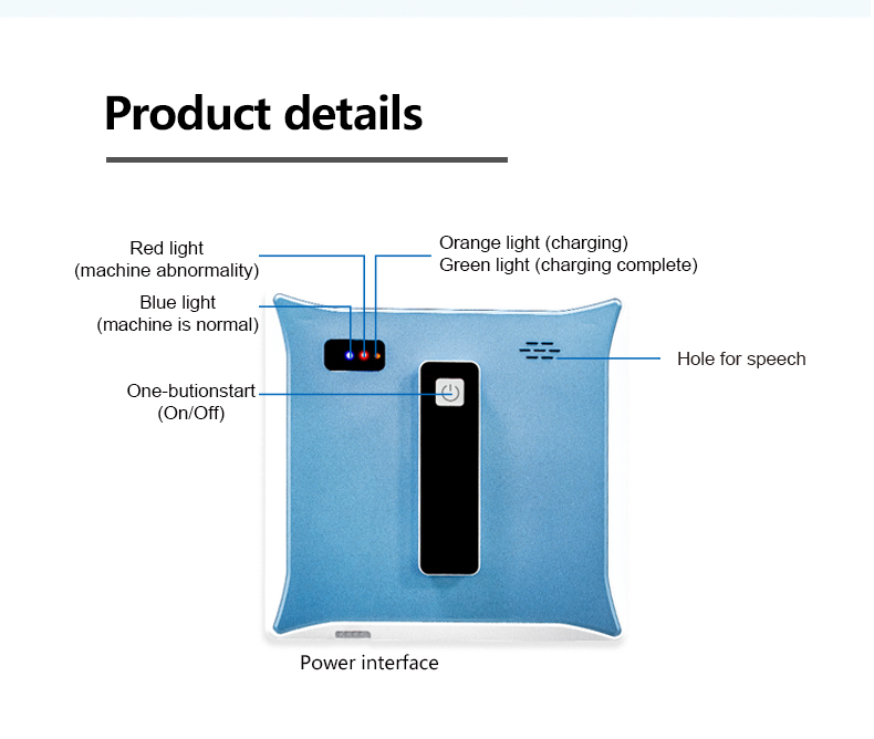 Smooth Window Washing Robot 65DB 72W High Rise Window Cleaning Robot
