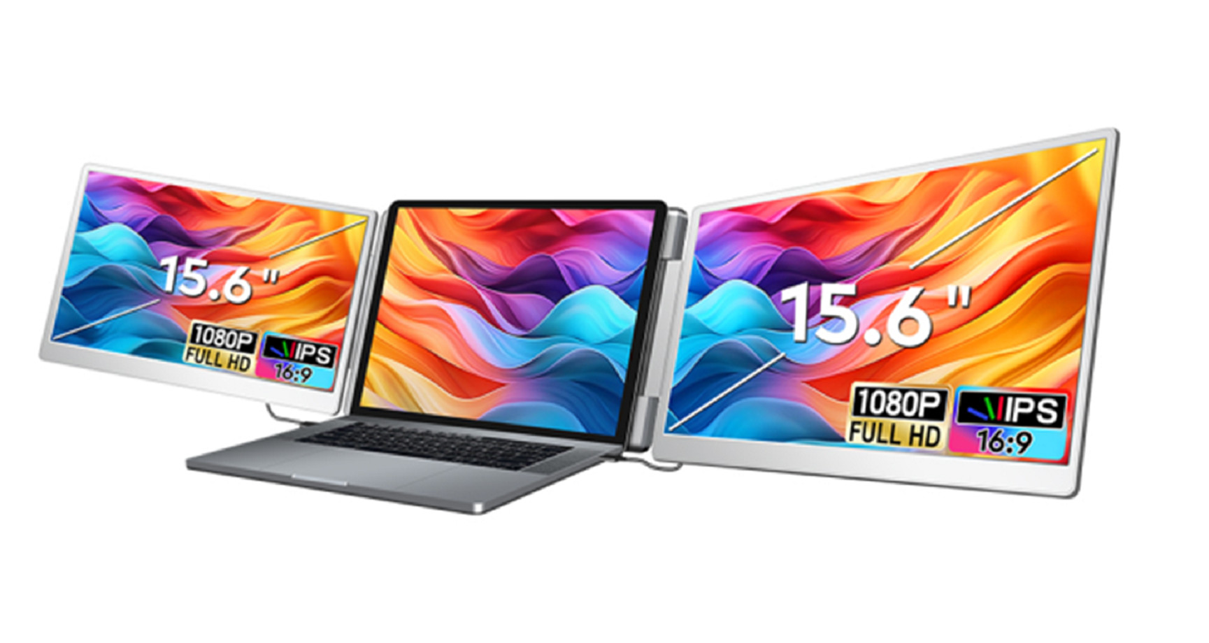 2 * 15.6-inch full view FHD laptop monitor: 16:9 aspect ratio, 1920 * 1080 IPS high-definition resolution, Type-C 3.1 interface, HDR support, screen