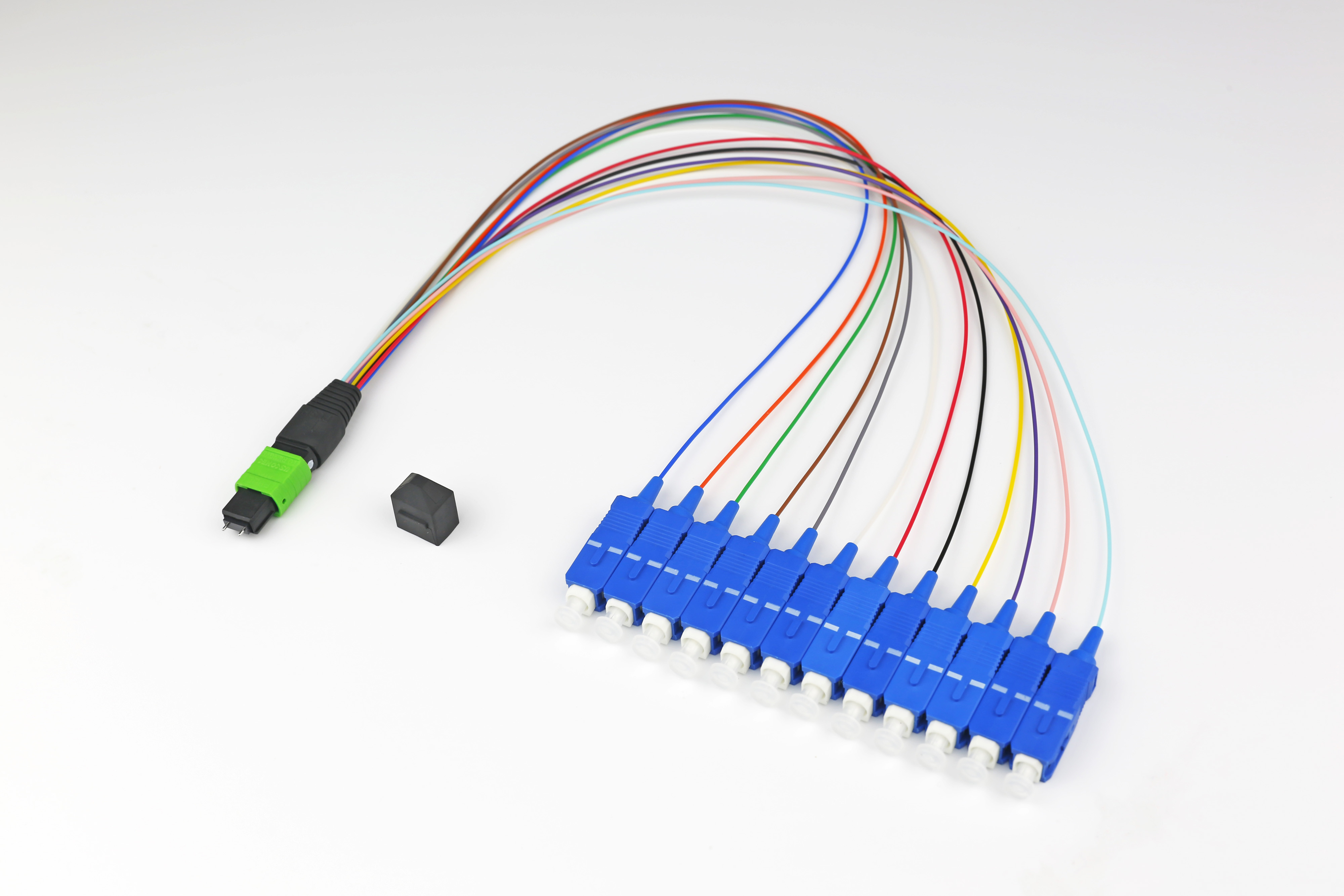 MPO to LC breakout cable,10G OM3 50/125um mpo male to 12 x LC fan-out ribbon mpo fiber optic cable multimode patch cord