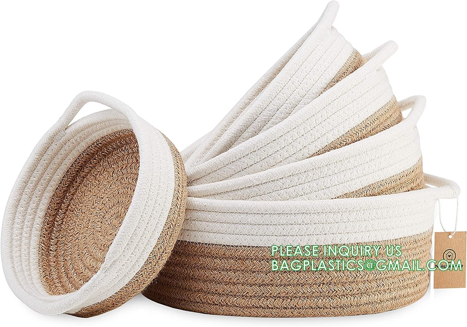 storage Basket Decorative Rope Basket Wooden Bead Decoration For Blankets,Toys,Clothes,Shoes,Plant Organizer Bin