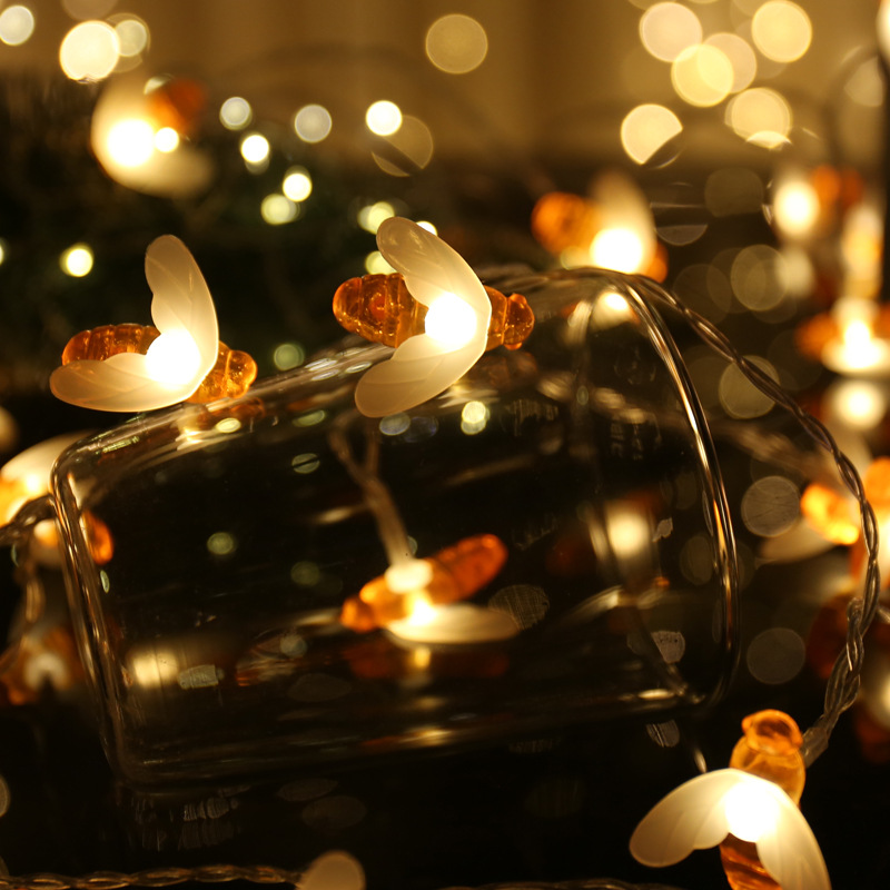 IP54 LED Fairy String Lights Solar Honey Bee Lights Garden Decoration