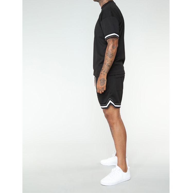 Summer Black Mens Sweat Suits Sets , Polyester Breathable Short Tracksuit Sets