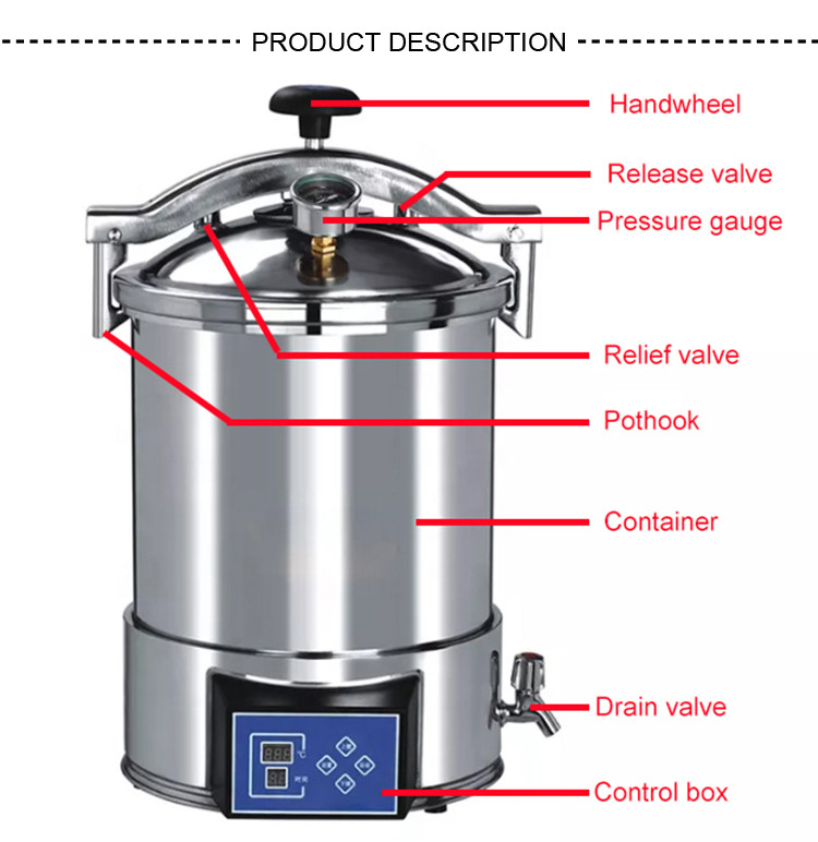 18L 24L Autoclave High Pressure Steam Vacuum Sterilizer Machine AC220V