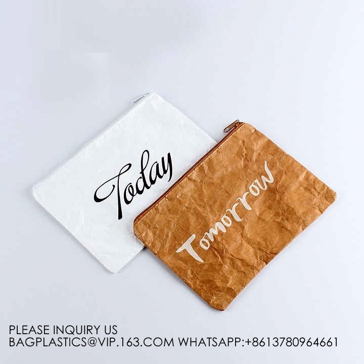 New Fashion Style Untearable Tyvek Zipper Cosmetic Bag New style quality black color tyvek zipper pouch packaging