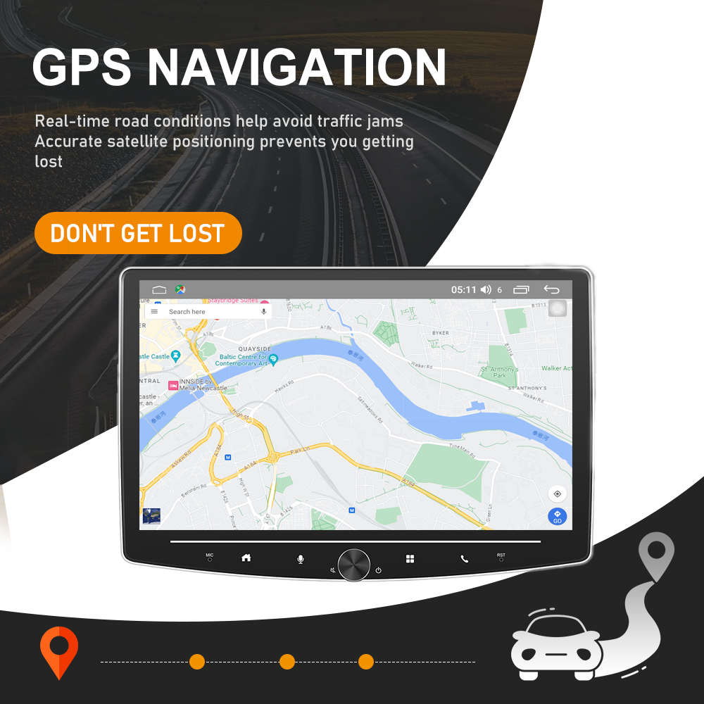 Universal Car Fitment LCD Screen Android 1 Din Car Radio with Carplay and Knob Button
