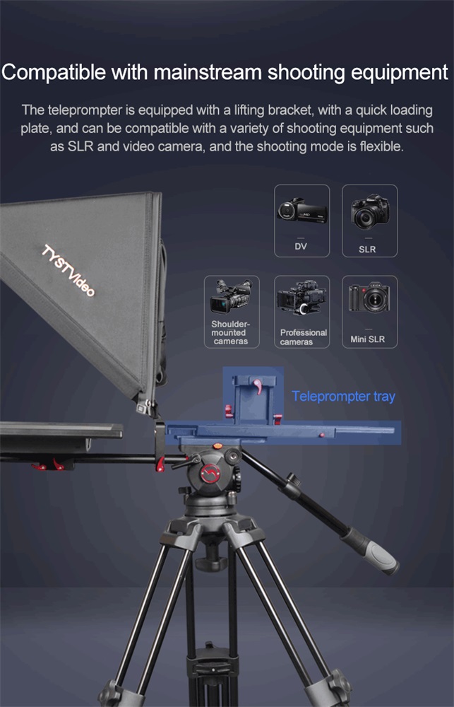 24 inch Studio Teleprompter with 300 Nit Monitor Brightness and Wire Remote Control