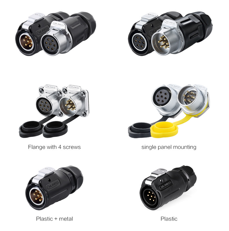 New PBT Material LP20 Auto 7pin Power Circular Waterproof IP65/IP67 Wiring Connector for Outdoor LED Lighting