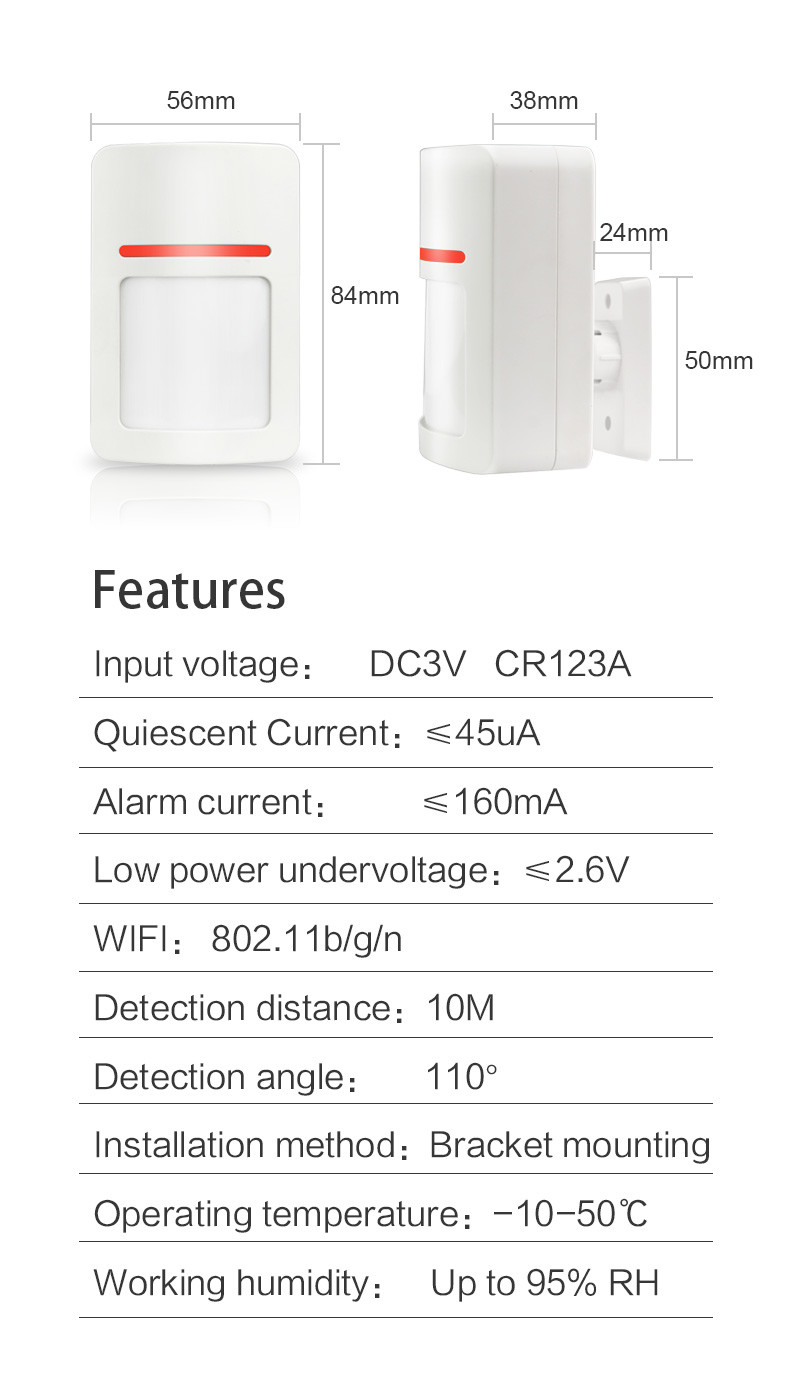 China Supplier Wifi Pir Detector Motion Sensor Work With Google Alexa