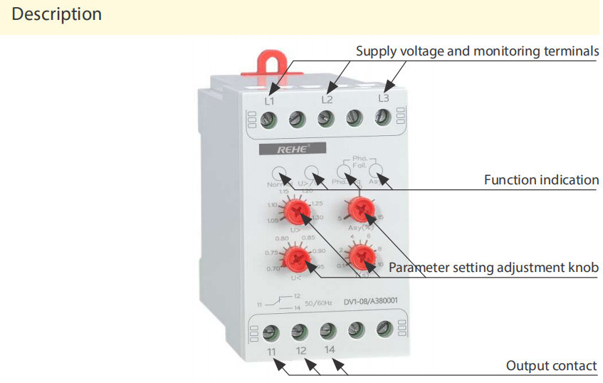 DV1-01 Programmable Complete Monitoring 3 phase Mains Voltage Monitor Relay