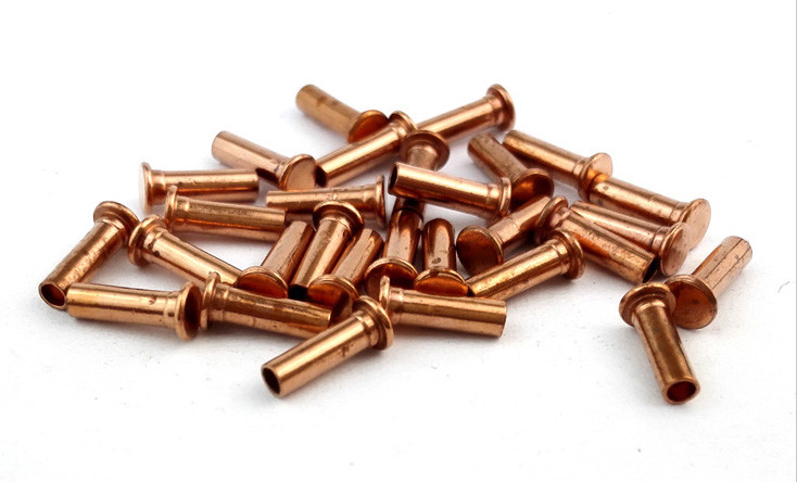 Small Semi Tubular Red Copper Rivets For Brake Linings Corrosion Resistance