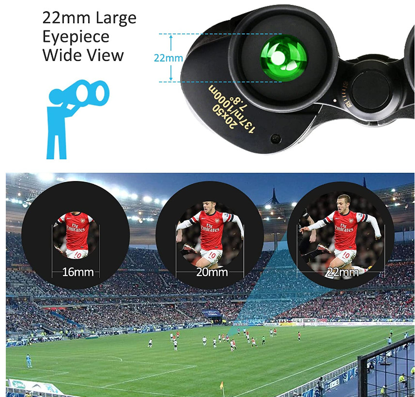 Clear Low Light Vision Hunting Telescope 20x50 High Power Compact Binoculars