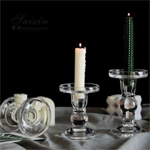 China Christmas Wedding Candle Holder Glass Candle Pillars Set 19cm 27cm 35cm on sale
