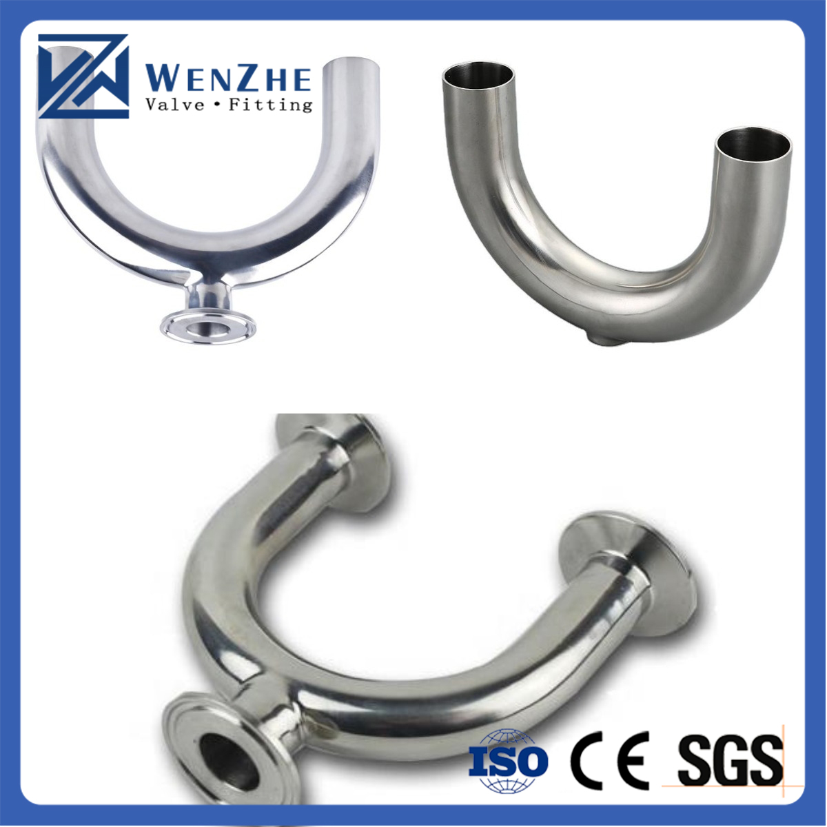 RTS Sanitary 304 316L Stainless Steel U-Type Tee for Hygienic Grade Silver 1/2''-12.0
