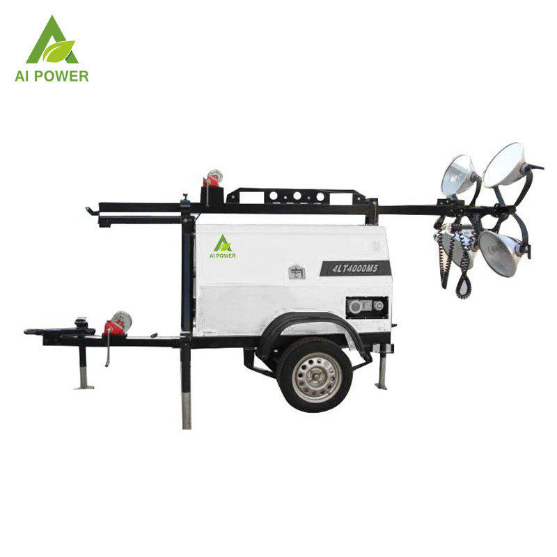 Trailer 10kva 10kw Portable Light Tower For Home Generator With Metal Halide 24V