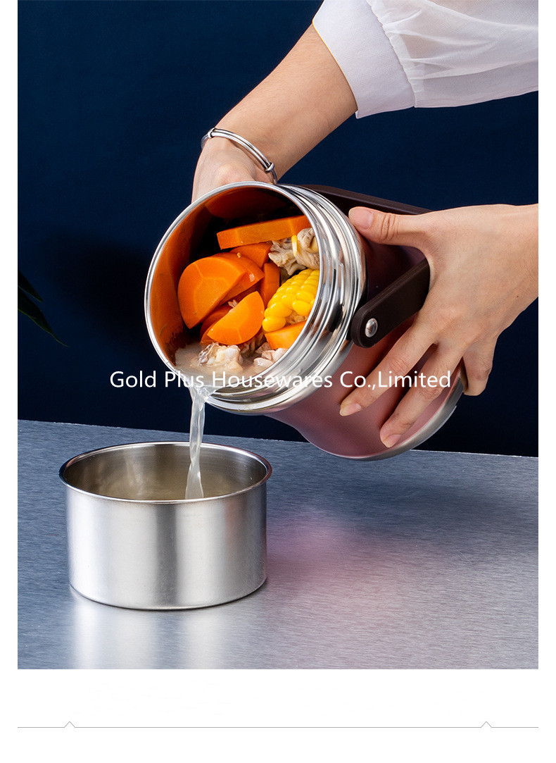 2L Ecofriendly vacuum stainless steel thermal insulated lunch box pink color bpa free thermal food jar