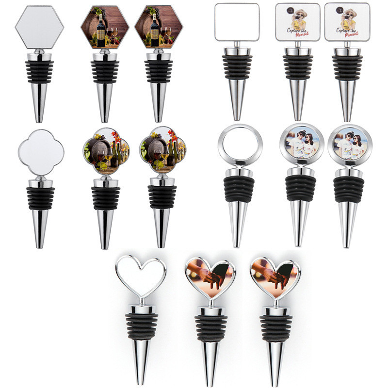 Different Shapes Sublimation Wine Bottle Stopper With Aluminum Insert Personalized Sublimation Blanks