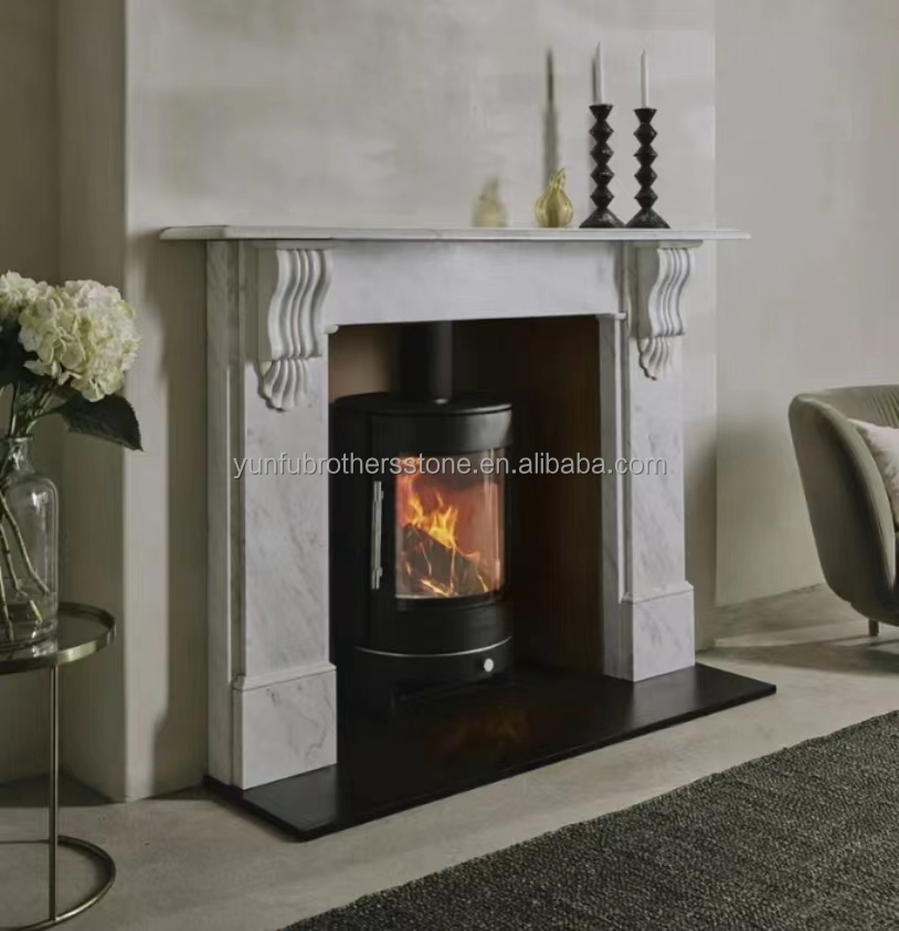 Customized Marble Mantel Fireplace Without Remote Control Perfect for Living Room or Vilar