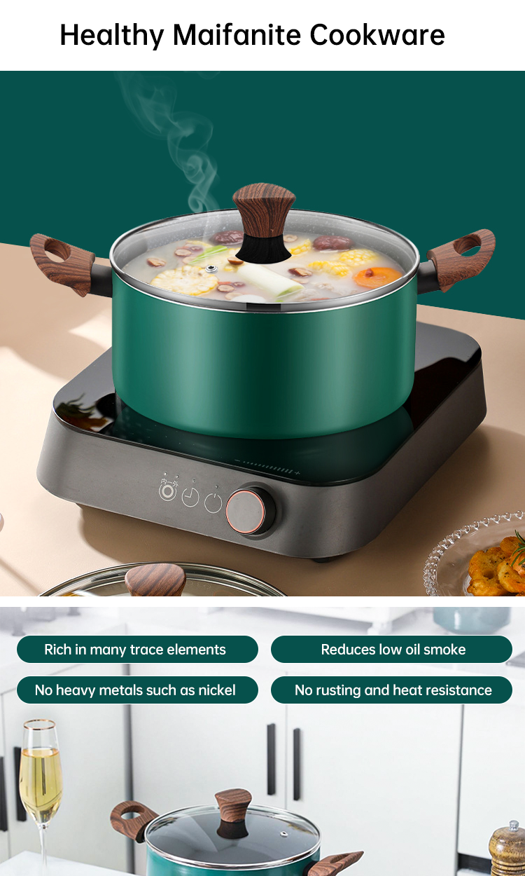 Hot Selling 20cm 24cm Korean Cookware Kitchen Non Stick Cooking Pot Aluminum Soup Stock Pot With Glass Lid