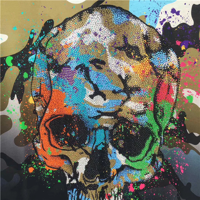 Full Printing Mens Trendy T Shirts Skulls Pattern Beaded Technics For Summer