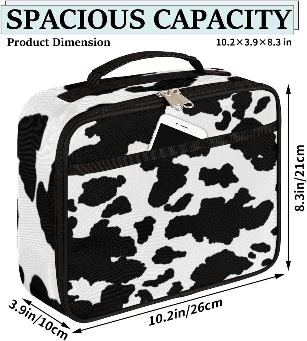 Multi Functional Waterproof Fabric Cow Printed Lunch Bag With Handle