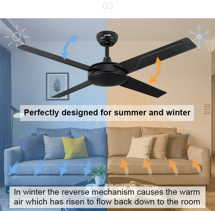 European Style Commercial Engineering Ceiling Fan Metal Blade for Silent Living Room