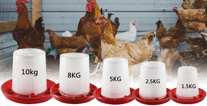 Broiler Outdoor 3kg Plastic Poultry Feed Trays Chicken Drinker