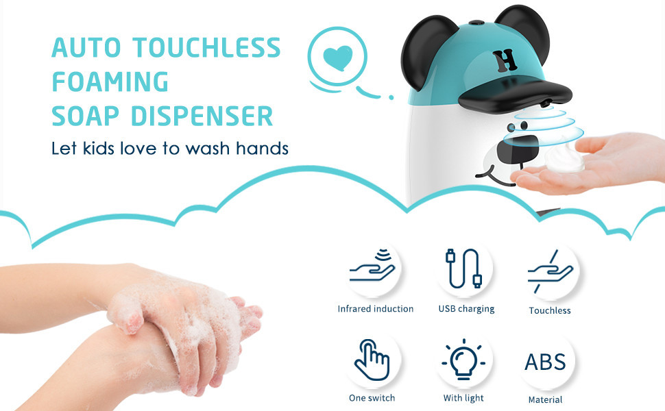 PETG Bathroom Sensor Soap Dispenser 1S Kids 200ml USB Charging