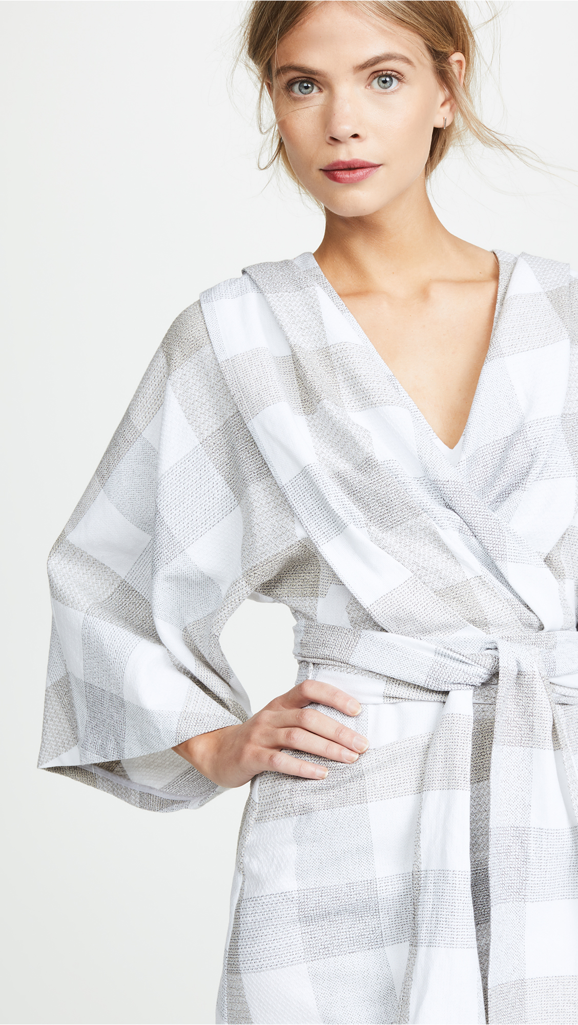 Fall Clothing Plus Size Gingham Kimono Style Wrap Dress For Women
