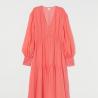 Buy cheap Orange Nylon 100 Tencel Fabric Lyocell Blend Wrap Midi Dress Ruffle Style from wholesalers