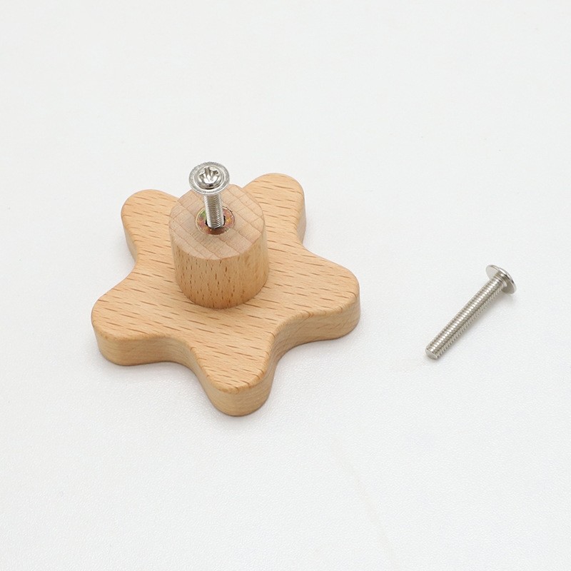 Wooden Star Moon Furniture Knobs Pulls Drawer Knobs For Children Room
