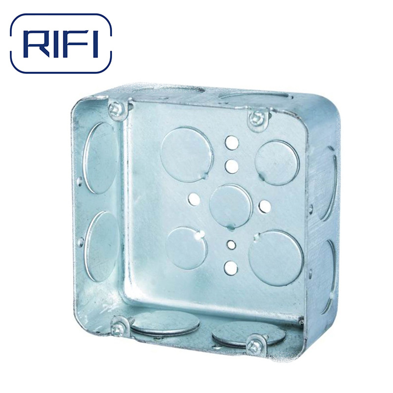 2 Gang 4X4 Square Metal Box EMT Conduit Steel Junction Box with 1/2 and 3/4 Ko.