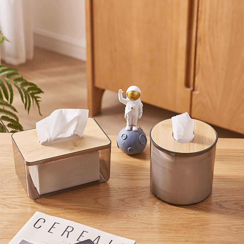 Transparent Rectangular Tissue Dispenser Box Storage For Bathroom Kitchen