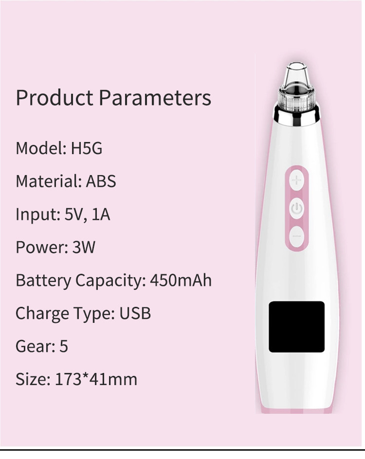 450mAh ABS USB 5 Gear Blackhead Remover Vacuum Suction Device