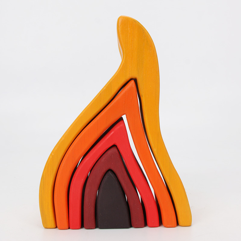 Brown 18cm Rainbow Wooden Building Blocks Toy Creative Educational