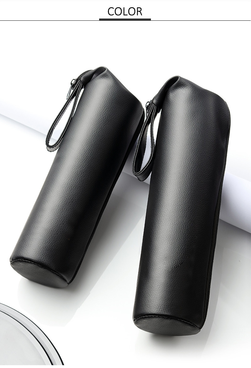 Black PU Leather Champagne Bottle Sleeves With Strap