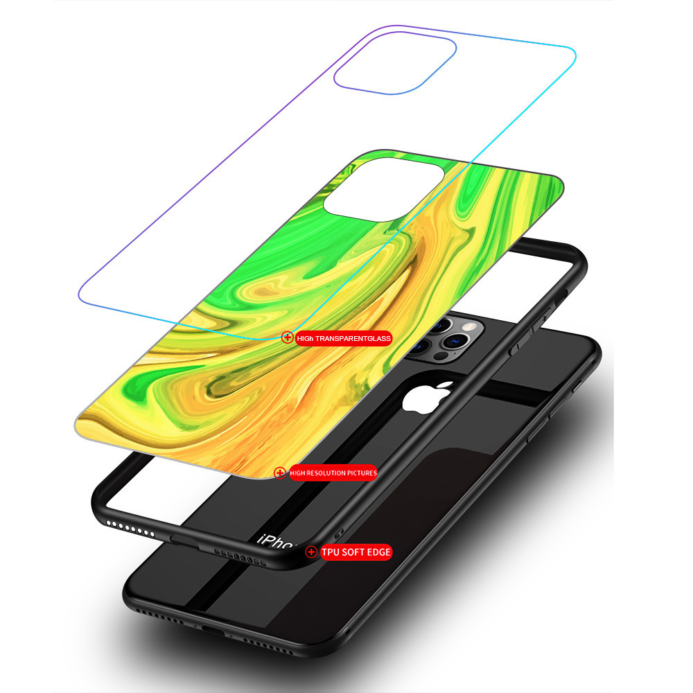 Glass Marble Phone Case Scratch Proof Soft Bumper Half Wrapped For Iphone