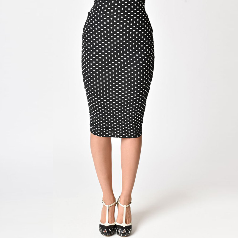 Women sexy polka dot 3/4 formal skirt