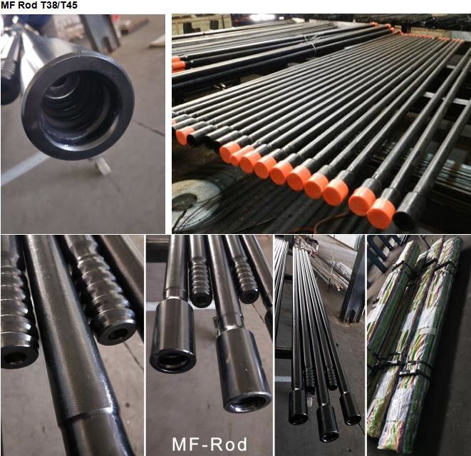Atlas Copco T38 MF Rod Round39 extension rod potential to drill straighter holes